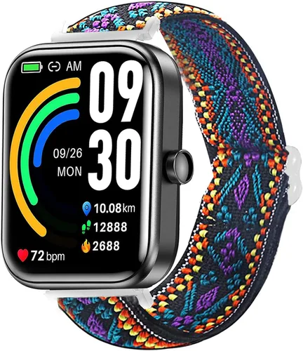 Miniatura 8 de Lamshaw Compatible con TOZO S7 Smart Watch, correa de repuesto ajustable de nailon elástico elástico compatible con TOZO S7, S6, S5, S3 Smart Watch