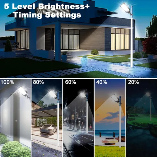 Miniatura 5 de Luces solares de calle Eleganted al aire libre, luces solares al aire libre impermeables de 10000 lúmenes del atardecer al amanecer, luces solares