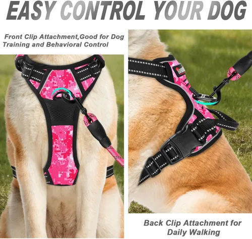 Miniatura 2 de BARKBAY - Arnés antitirones con clip frontal para perros, material resistente y reflectante, mango de fácil control para pasear perros grandes
