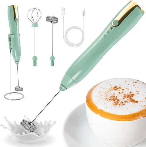 Potente espumador de leche de mano, batidora de bebidas, máquina de espuma eléctrica recargable, espumador de café, batidora de mano, para café con