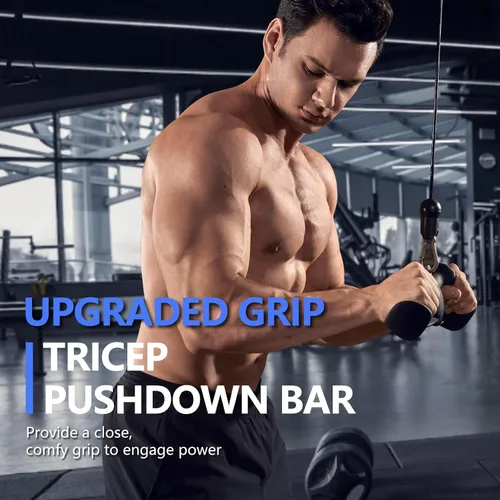 Miniatura 4 de HXD-ERGO LAT - Barra desplegable con agarres ergonómicos, barra de tríceps para bíceps, accesorio de cable para gimnasio, ejercicio muscular
