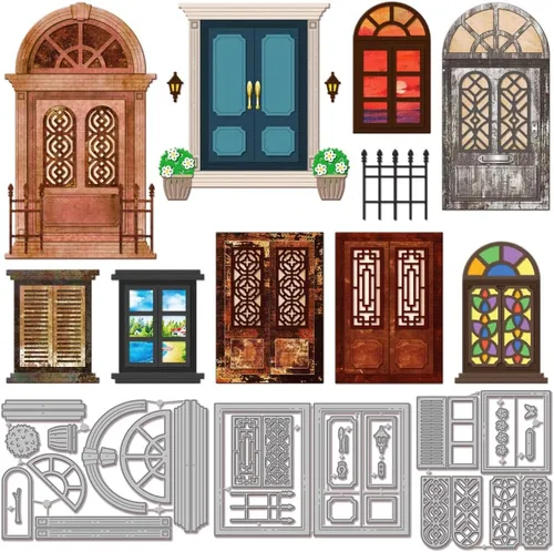 Miniatura 7 de GLOBLELAND Troqueles de corte de ventana para hacer tarjetas, marco de ventana, troqueles para bricolaje, álbumes de recortes, diario, papel