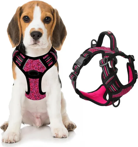 Miniatura 37 de BARKBAY Arnés para perro sin tirones con bolsillo para etiqueta de identificación, resistente, reflectante, fácil control para perros grandes