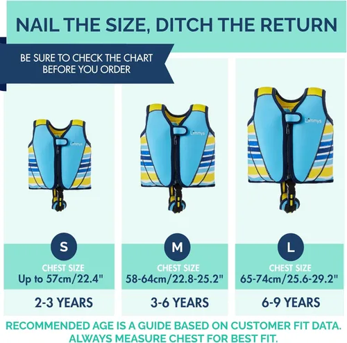 Miniatura 6 de Limmys Chaleco de natación para niños pequeños y niños, ayuda de natación de flotabilidad ajustable, certificado de seguridad CE, diseño galardonado
