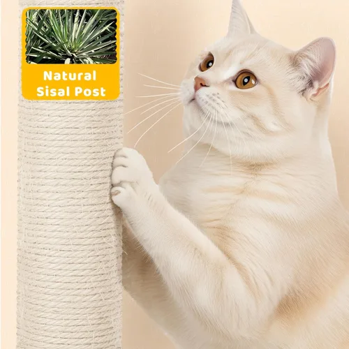 Miniatura 7 de Yaheetech Árbol para gatos, torre grande de 67 pulgadas con 3 palitos extraíbles, 2 perchas en forma de orejas de gatito, 2 condominios, hamaca