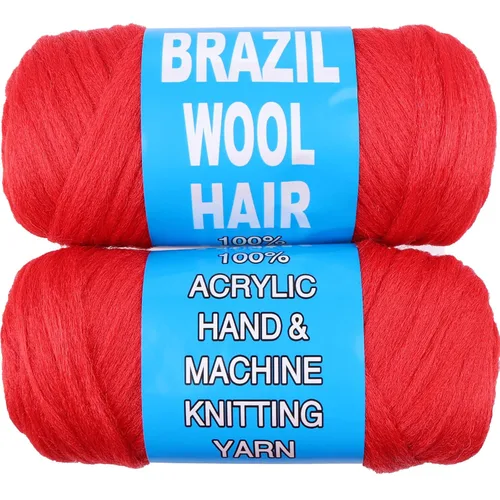 Miniatura 18 de 8 piezas de lana brasileña para trenzas, negro natural, cabello de lana brasileña para trenzar para mujeres, hilo para cabello para locs falsos