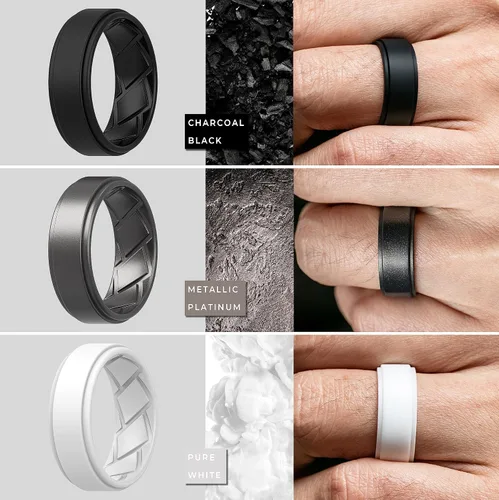 Miniatura 4 de Saco Band Silicone Ring Wedding Band for Men - 8mm Width 2.3mm Thick