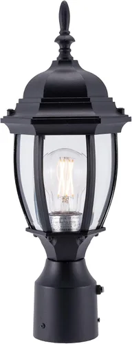 Miniatura 13 de LIT-PaTH Farol de poste de iluminación para exteriores, base mediana E26 máx. 60 W, carcasa de aluminio más vidrio, acabado blanco mate, paquete de 1