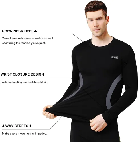 Miniatura 3 de EONGOA Conjunto de ropa interior térmica para hombre con forro polar para esquí, invierno, capa base cálida para clima frío