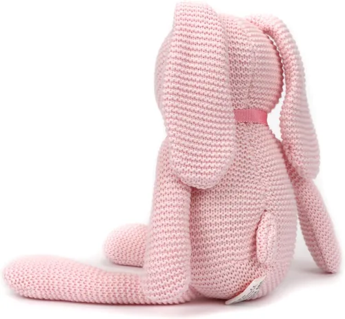 Miniatura 3 de FLUFFYFUN Juguetes de bebé 100% algodón orgánico Conejo rosa de peluche para recién nacidos 18 cm Conejito Rosa