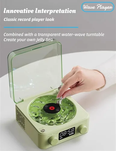 Miniatura 5 de The Waves - Altavoz Bluetooth, mini altavoces portátiles retro para ayudar a dormir, tocadiscos retro con ondas con luz ambiental, ruido blanco mar