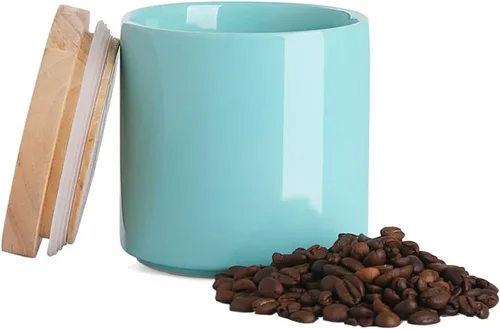 Miniatura 23 de Sweejar Kitchen Canisters - Tarro de cerámica para almacenamiento de alimentos, recipientes apilables con sello hermético y tapa de madera