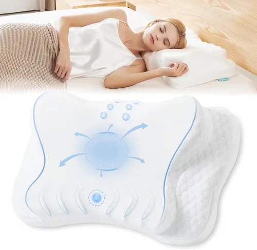 Releep Almohada cervical ajustable, almohada ergonómica de enfriamiento para dormir lateral, almohada de soporte de cuello de contorno, almohada de