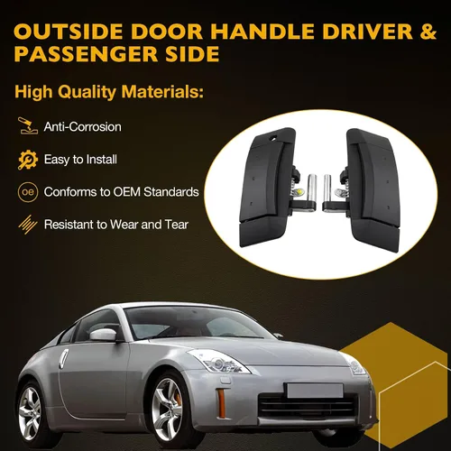 Miniatura 2 de Gledewen Manija exterior de puerta para lado del conductor y del pasajero, negro mate Reemplazo para Nissan 350Z 2003-2009 Reemplaza#