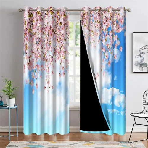 Miniatura 84 de Cortinas japonesas con pintura de tinta, monte Fuji, sol rojo, puesta de sol, hojas de bambú, cortinas de ventana para dormitorio, sala de estar