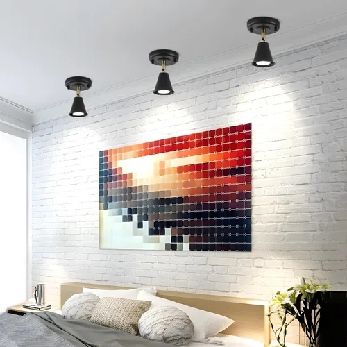 Miniatura 7 de Lámpara de techo moderna de montaje empotrado, cabezal direccional ajustable, luces negras para interiores, luz de pista única montada