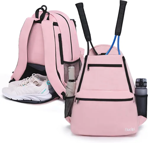 Miniatura 14 de Sucipi Bolsa de Tenis Profesional Mochila de Tenis para Hombres y Mujeres Bolsas de Raqueta con Capacidad para 2 Raquetas con Compartimento