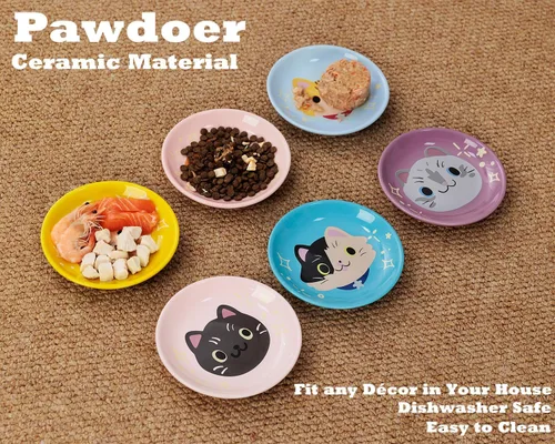 Miniatura 5 de Plato de cerámica poco profundo para gatos de 6 pulgadas, cuencos de comida para gatos sin fatiga, plato ancho y pequeño para gatitos y gatitos