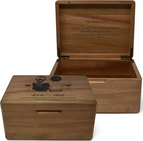Miniatura 33 de Caja de madera grabada personalizada grande – Caja de recuerdo de madera de acacia con mensaje oculto personalizado, cajas de memoria de nogal