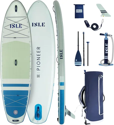 Miniatura 10 de ISLE Pioneer - Tabla inflable de remo para pie, incluye correa de bobina, aleta de giro, mochila de viaje, bomba de mano, remo - SUP apto