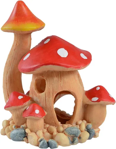 Bonita decoración de casa de hongos para acuario, adorno de pecera, cuevas de Pleco para escondite de peces pequeños y decoraciones de jardín de