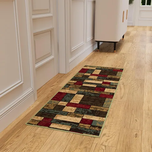 Miniatura 9 de Ottomanson Alfombra de pasillo de 20 x 53 pulgadas, antideslizante, fácil de limpiar, alfombra de lavandería, duradera y apta para mascotas