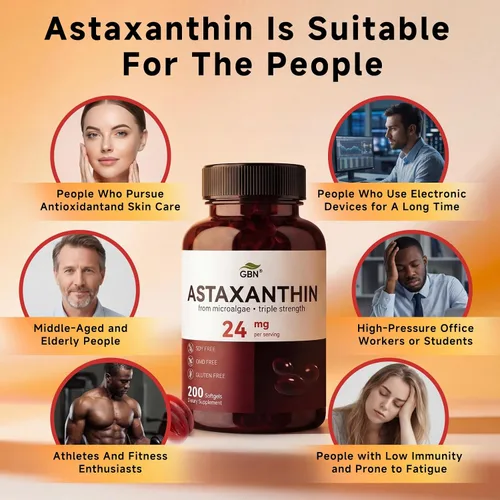 Miniatura 8 de GBN Suplementos de astaxantina 24 mg 200 cápsulas blandas, apoya la salud de los ojos, la piel, las articulaciones, el cerebro, el corazón