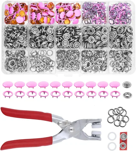 Miniatura 26 de Kit de botón de presión de metal Mandala Crafts - Botones a presión y herramienta de cierre a presión - Cierres coloridos de 9.5mm para coser, ropa