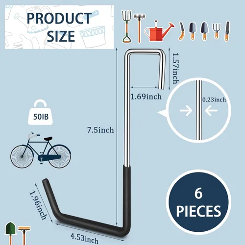 Miniatura 2 de BOBOKA Paquete de 6 ganchos resistentes para colgar ganchos grandes con revestimiento de vinilo en forma de S para colgar escaleras, perchas
