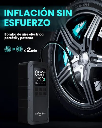 Miniatura 2 de Compresor de aire portátil para inflador de neumáticos, bomba de aire de 7500 mAh para neumáticos de automóvil, bomba de neumáticos inalámbrica