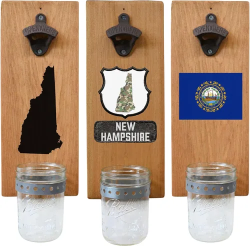 Miniatura 56 de Abrebotellas de cerveza de Massachusetts – Abridor de botellas hecho a mano montado en la pared con tapa – Regalo de cerveza para él o ella