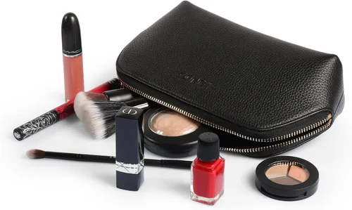 Miniatura 2 de Londo Bolsa de maquillaje de cuero genuino bolsa cosmética organizador de viaje embrague de artículos de tocador