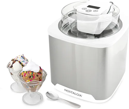 Nostalgia Fabricante de helados eléctrico de 2 cuartos de galón – Haz helado casero, gelato, sorbete y yogur congelado – Sin necesidad de sal/hielo,