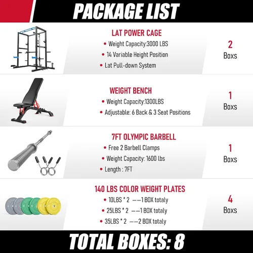 Miniatura 2 de Sportsroyals Jaula de Potencia, Rack de Potencia Multifuncional de 1600 libras con Sistema de Cruce de Cable Ajustable y Más Accesorios de Azul
