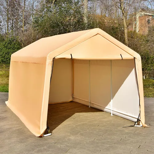 Miniatura 9 de GYMAX Cochera portátil, garaje portátil con puertas extraíbles enrollables, toldo para automóvil para todas las estaciones, para camión, barco