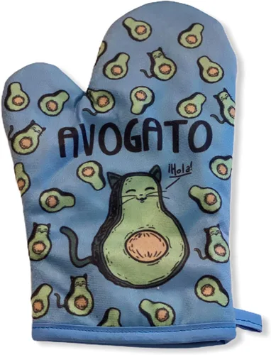 Avogato - Guante de horno con diseño de gato, gato, aguacate, tostada, amante de los gatitos, con gráficos, ropa de cocina, comida fresca, novedosa,