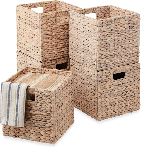 Miniatura 10 de Best Choice Products Paquete de 5 cestas de almacenamiento cúbicas de 10.5x10.5 pulgadas, organizadores multipropósito plegables de jacinto de agua