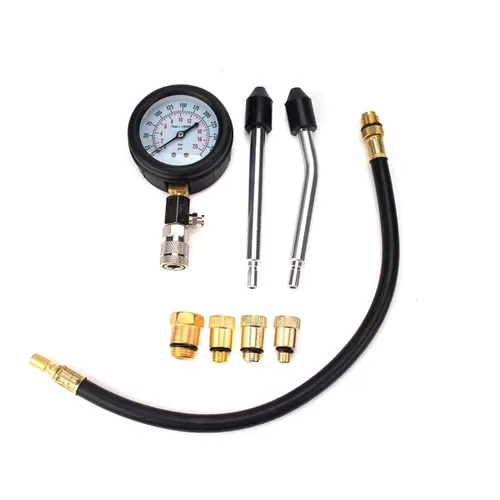 Miniatura 3 de Probador de Compresión de 8 Piezas, Kit Profesional de Probador de Compresión de Motor de Gasolina, Manómetro de Presión de Cilindro 0-300 PSI