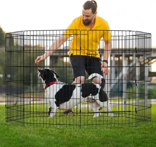 Miniatura 2 de Corralito plegable para mascotas, valla de ejercicio para perros, 8 paneles de 36 pulgadas, opciones de corral para mascotas, ideal para mascotas
