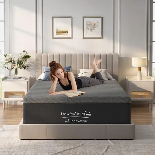 Miniatura 6 de Colchón de espuma viscoelástica de tamaño matrimonial, colchón de 10 pulgadas con té verde para aliviar la presión, cama firme media en una caja