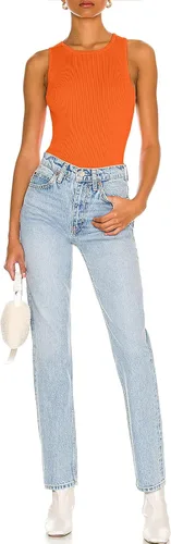 Miniatura 4 de CSDAJIO Camiseta sin mangas con espalda abierta para mujer, cuello redondo, punto acanalado, recortada, sin espalda
