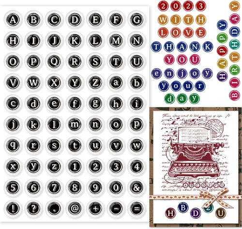 GLOBLELAND Sellos transparentes del alfabeto para máquina de escribir, letras inglesas, números de silicona, sellos transparentes para álbumes de