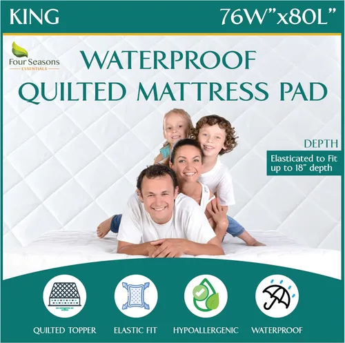 Miniatura 25 de Protector de colchón impermeable tamaño individual - Estilo sábana ajustable - Cubierta hipoalergénica de calidad premium que protege contra
