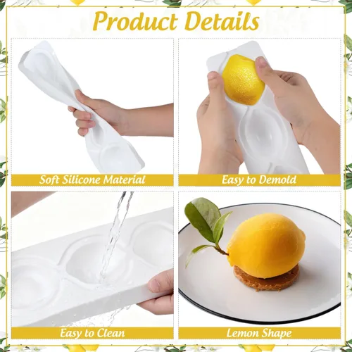 Miniatura 3 de DOITOOL Molde de silicona con forma de limón, moldes de limón de silicona para tartas 3D para hornear postre helado de gelatina