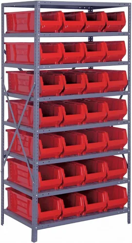 Miniatura 92 de Quantum QSBU-245BK Heavy Duty Shelving Unit with (7) Shelves and (24) QUS245 Black Bins for Garage Warehouse Storage Distribution 400 lb Load