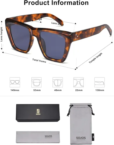 Miniatura 25 de SOJOS Fashion Oversized Square Cat Eye Polarized Sunglasses for Women Trendy Cateye Style Womens Sunglasses SJ2179
