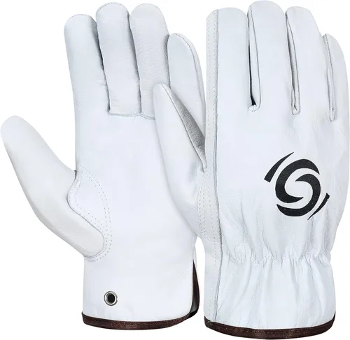 Paquete de 12 pares de guantes de trabajo de cuero para almacén, guantes de jardinería y construcción para hombres y mujeres, guantes de trabajo de