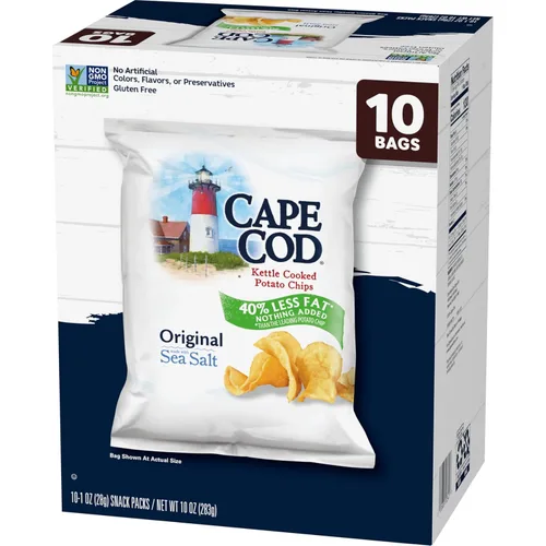Miniatura 6 de Cape Cod Papas fritas, chips originales menos grasos, bolsas de aperitivos de 1 oz, 10
