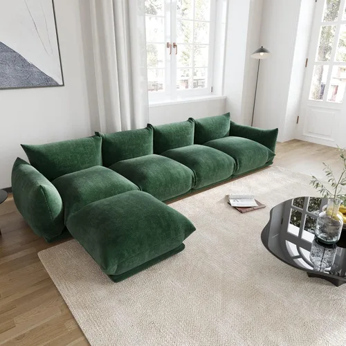 Miniatura 33 de WJShome - Sofá seccional modular, sofá de chenilla de 264 cm de lana minimalista, sofá convertible de 3 plazas, sofá de sala de estar ancho