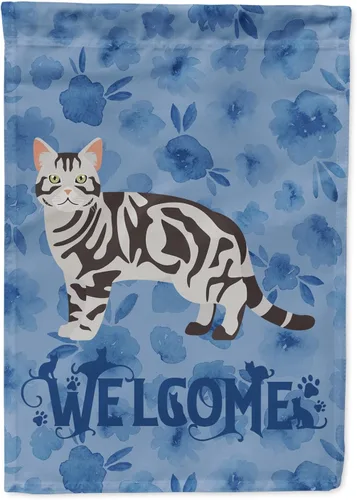 Miniatura 33 de Caroline's Treasures CK4813CHF - Bandera de bienvenida con gato abisinio azul, manga grande, para porche, para colgar en la pared, poliéster